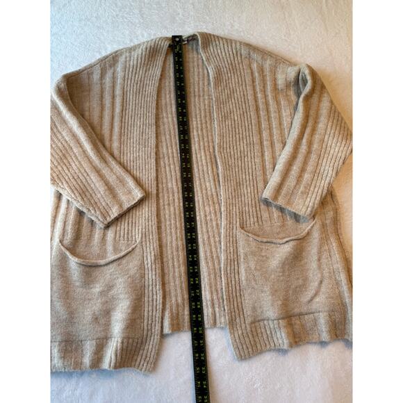 Topshop Womens Tan Oversized Long Cardigan Size Small Open Front Grandma Core - Picture 2 of 10